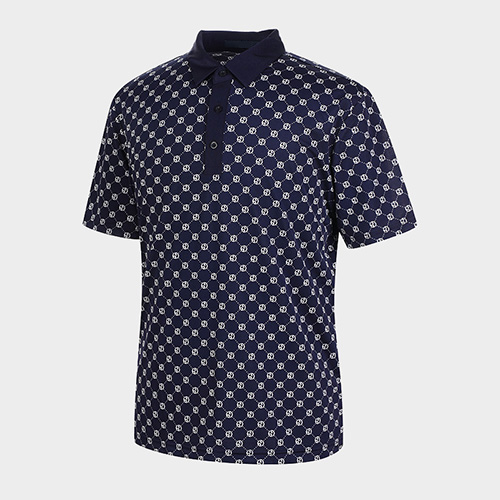 LVPG 남성 패턴 포인트 솔리드 카라 티셔츠